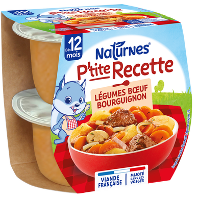 NESTLE P'TITE RECETTE - Plat bébé du midi Boeuf bourguignon, dès 12 mois - 2x200g
