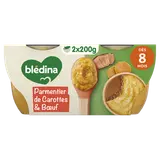 BLEDINA BLEDIDEJ - Plat bébé du midi Parmentier de carottes & boeuf, dès 8 mois - 2x200g