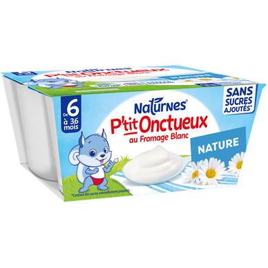 NESTLE P'TITS LACTES - Dessert lacté P'tit Onctueux au fromage blanc nature, de 6 à 12 mois - 4x90g