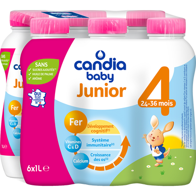 CANDIA BABY - Lait bébé Junior 4ème âge, de 24 à 36 mois - 6x 1L