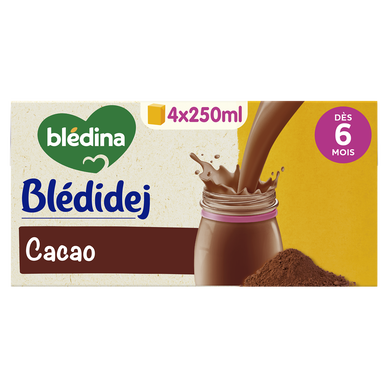 BLEDINA BLEDIDEJ - Lait et céréales bébé saveur cacao, de 6 à 12 mois-4x250ml