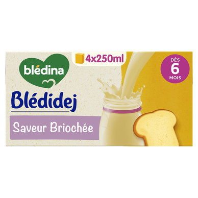 BLEDINA BLEDIDEJ - Lait et céréales saveur briochée, de 6 à 12 mois -4x250ml