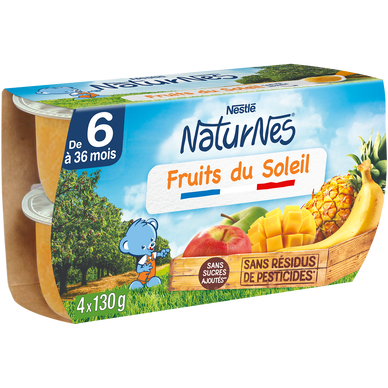 NESTLE NATURNES - Purée de fruits Fruits du soleil, dès 8 mois - 4x130g