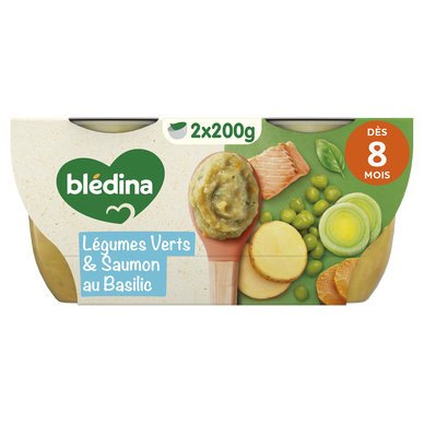 BLEDINA BLEDICHEF - Plat bébé du midi Petits légumes Saumon, dès 8 mois - 2x200g - Repas bébé