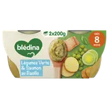 BLEDINA BLEDICHEF - Plat bébé du midi Petits légumes Saumon, dès 8 mois - 2x200g - Repas bébé