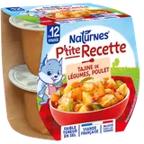 NESTLE P'TITE RECETTE - Plat bébé du midi Tajine de poulet, dès 12 mois - 2x200g - Repas bébé
