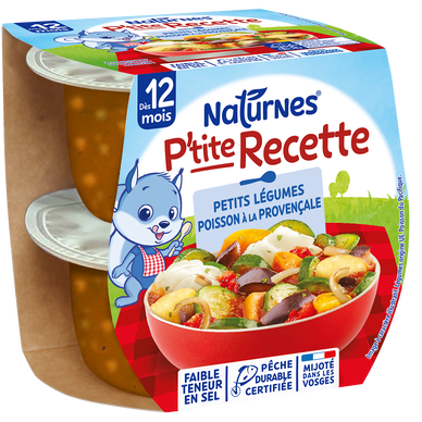 NESTLE P'TITE RECETTE - Plat bébé du midi Poisson à la provençale, dès12 mois - 2x200g - Repas bébé