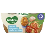BLEDINA BLEDICHEF - Plat bébé du midi Tomates Boulghour Saumon à la Crème, dès 12 mois - 2x200g - Repas bébé