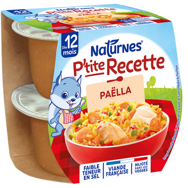 NESTLE P'TITE RECETTE - Plat bébé du midi Paëlla, dès 12 mois - 2x200g- Repas bébé