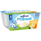 NESTLE P'TIT BRASSE - Dessert lacté pour bébés à l'abricot avec arômesnaturels, de 6 à 12 mois - 4x90g