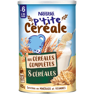 NESTLE P'TITE CEREALE - Céréales complètes 8 céréales, de 6 à 12 mois- 415g
