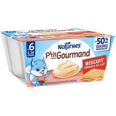 P'tit gourmand Semoule au lait Biscuit NESTLE 4x100g