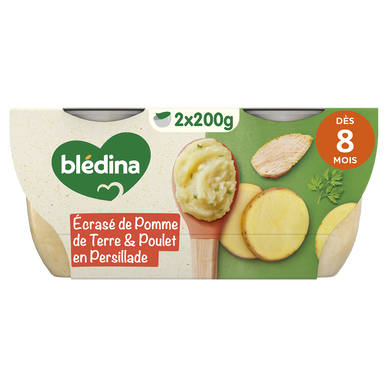 BLEDINA - Plat bébé Pommes de terre, poulet, dès 8 mois- 2x200g