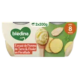 BLEDINA - Plat bébé Pommes de terre, poulet, dès 8 mois- 2x200g