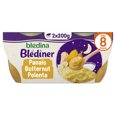 BLEDINA BLEDINER - Plat Bébé Panais Butternut Polenta BlédinerBledina,dès 8 mois - Les 2 pots de 200g