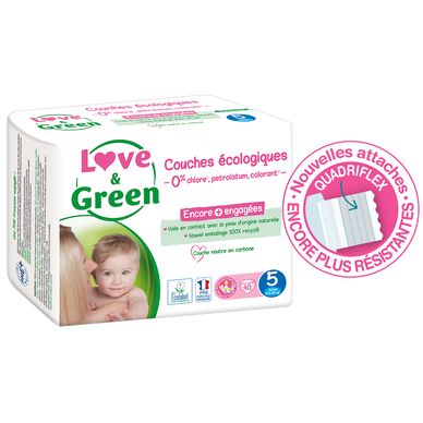 Couches LOVE&GREEN hypoallergéniques T5 x40