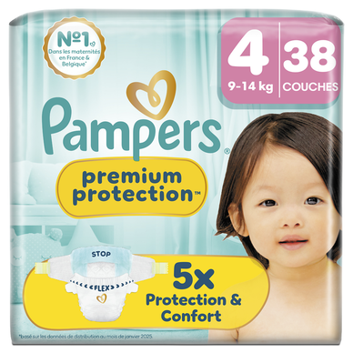 Couches PAMPERS Premium Protection taille 4 9kg-14kg x38