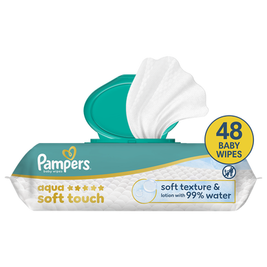Lingettes PAMPERS Aqua Soft Touch 1 paquet de 48 lingettes
