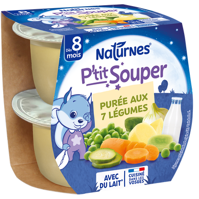 NESTLE P'TIT SOUPER - Purée du soir 7 légumes, dès 8 mois - 2x200g