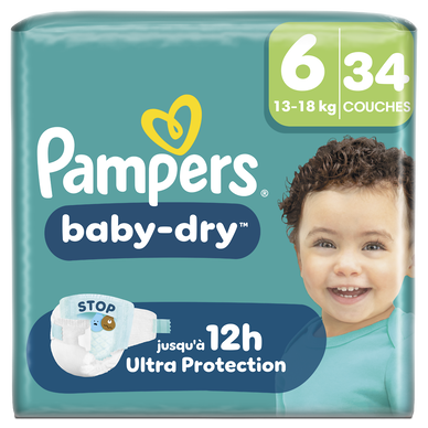 Couches PAMPERS Baby-Dry Taille 6 13kg-18kg x34