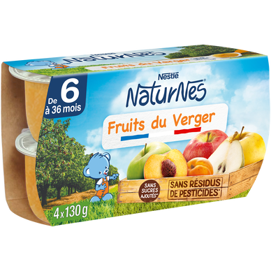 NESTLE NATURNES - Fruits du verger, de 6 à 12 mois - 4x130g