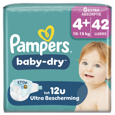 Couches PAMPERS Baby-Dry Taille 4+ 10kg-15kg x42