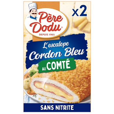 Escalope cordon bleu 100% filet au comté fondu, PERE DODU, 2 pièces, 200g