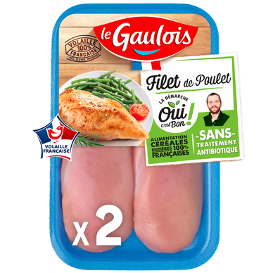 Filet de poulet blanc, OCB LE GAULOIS, France, 2 pièces, barquette, 300g