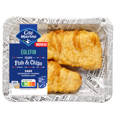 Filet Eglefin façon fish&chips, transformé en France, barquette, 200g