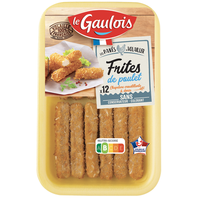 Frite de poulet pané, LE GAULOIS, 12 pièces, barquette, 200g