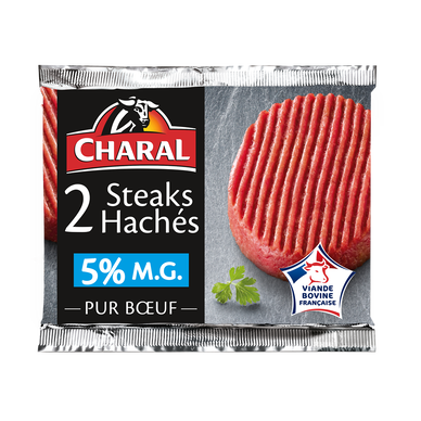 Steak haché pur boeuf 5%MG CHARAL - 2x130g - 260g