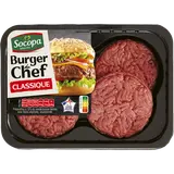 Burger du chef nature, 15% MAT.GR., SOCOPA, France, 4 pièces, barquette, 440g