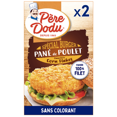 Pané poulet spécial burger chapelure corn flake, PERE DODU,étui, 180g