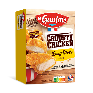 Crousty chicken long filet's, VVF, LE GAULOIS, France, étui, 400g