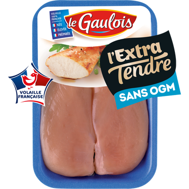 Filet de poulet extra tendre sans OGM, LE GAULOIS, France, 2 pièces,