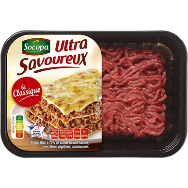 Haché ultra savoureux, 15% MAT.GR, SOCOPA, France, Barquette, 500g