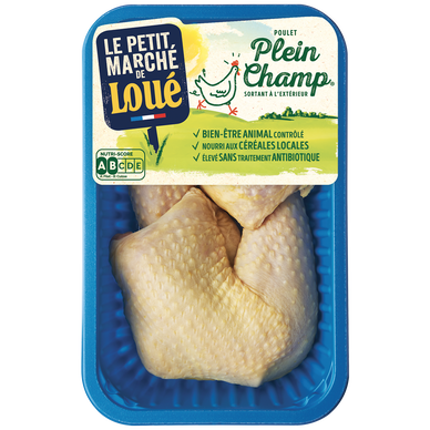 Cuisse poulet jaune plein champ, LOUE, France, 2 pièces