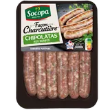 Chipolata herbes façon charcutière, SOCOPA, France, 6 pièces, barquette, 330g