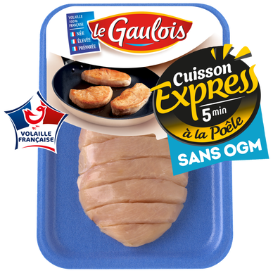 Filet de poulet tranché sans OGM, cuisson express, LE GAULOIS, France,1 pièce,