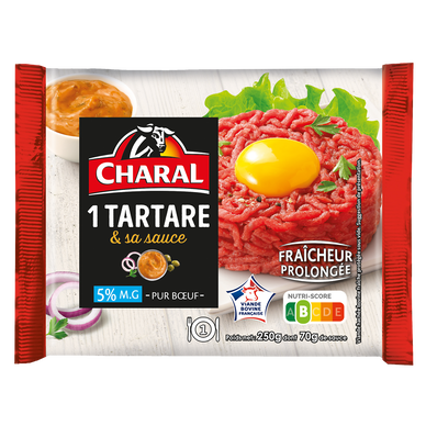 Tartare de Boeuf et sa sauce 5%MG CHARAL - 180g + 70g de sauce - 250g