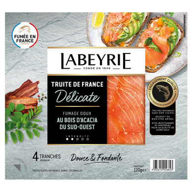 Truite de mer fumée au bois de hêtre LABEYRIE 4tr 120g