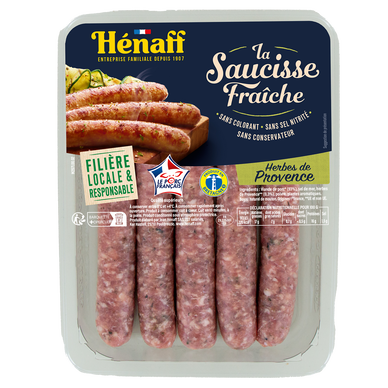 Saucisse aux herbes, HENAFF, France, 5 pièces, barquette, 277g