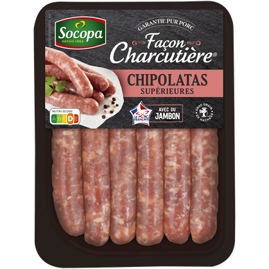 Chipolata supérieure, SOCOPA, France, 6 pièces, barquette, 330g