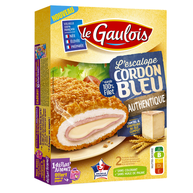 Escalope cordon bleu authentique, LE GAULOIS, transformé en France, 2pièces, 200g