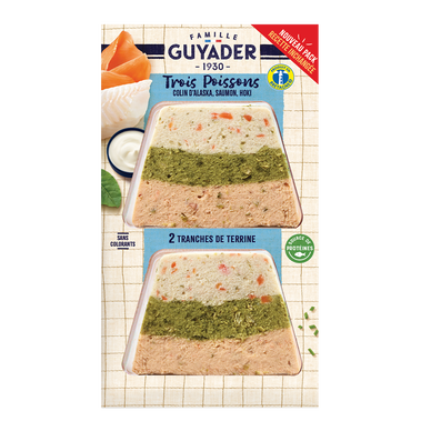 Terrine aux 3 poissons GUYADER, 2 tranches, 120g