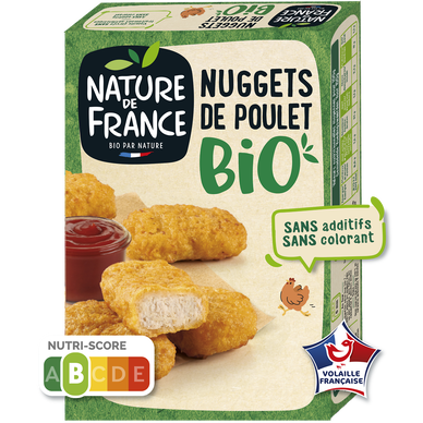 Nugget's de poulet, BIO, NATURE DE FRANCE, barquette, 200g