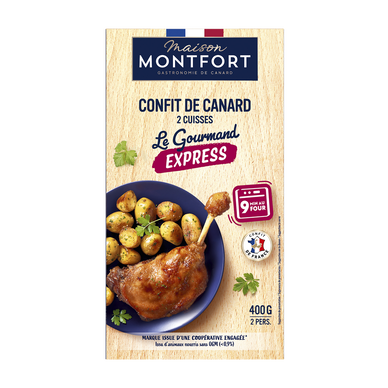 Cuisse canard du Sud-Ouest confite, MONTFORT, France, 2 pièces, Barquette, 400g