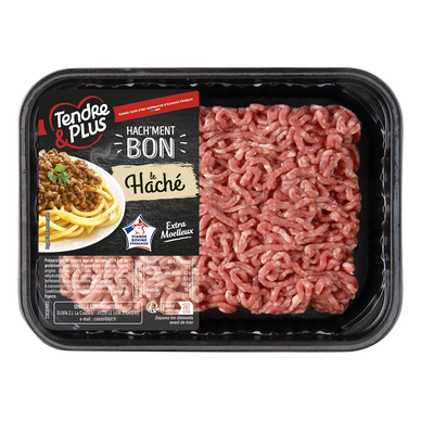Haché tendre, 15% Mat.Gr, TENDRE&PLUS, France, barquette, 500g