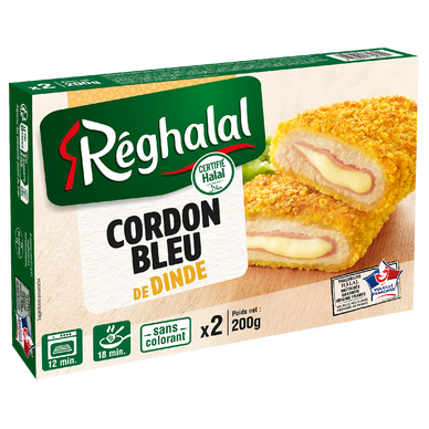 Cordon bleu de dinde halal, REGHALAL, 2 pièces, 200g