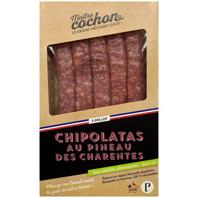 Chipolata pineau des Charentes, MAITRE COCHON, 5 pièces, barquette, 340g